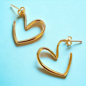 Gold Heart Hoop Earrings