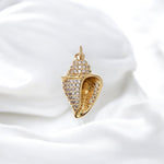 Gold Filled Conch Sea Shell Beach Pave Charm Pendant