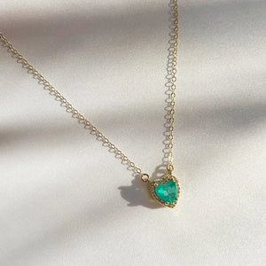 Green with Envy Emerald Heart Necklace Gold Filled