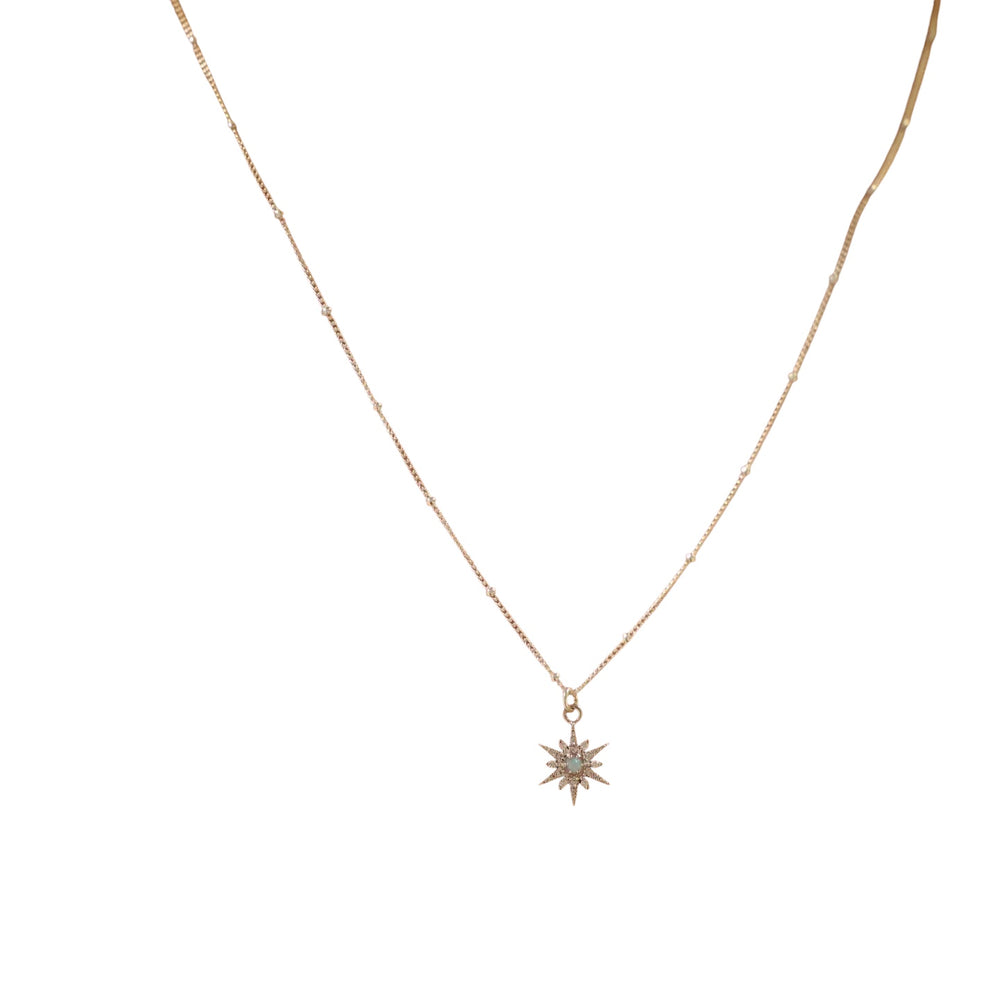 Silver Opal Starburst Necklace