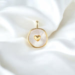 Gold Filled Mop Pearl Heart Medallion Charm Pendant