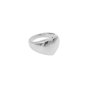 Heart Signet Ring Silver