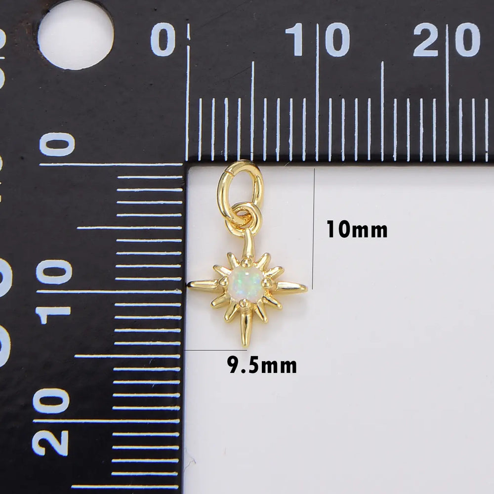 Gold Filled Opal Starburst Charm, North Star Pendant