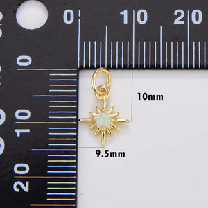 Gold Filled Opal Starburst Charm, North Star Pendant