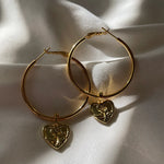 Your Song Gold Hoop Rose Heart Earrings