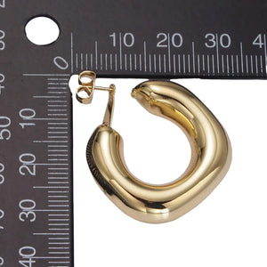 14K Gold Filled 35mm Chubby Rhombus C-Shaped Hoop Earrings