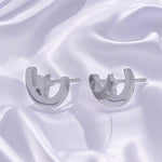 Stainless Steel Celestial Crescent Moon & Star Minimalist Silver Stud Earrings
