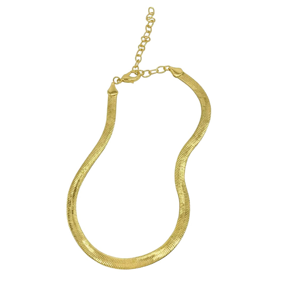 Herringbone Snake Chain Silver & Gold Choker Necklace