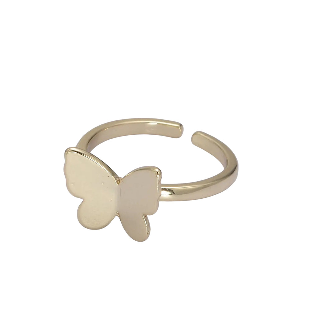 24K Gold Filled Mariposa Butterfly Open Adjustable Gold & Silver Ring