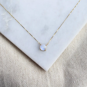 Solitaire Round Moonstone Necklace