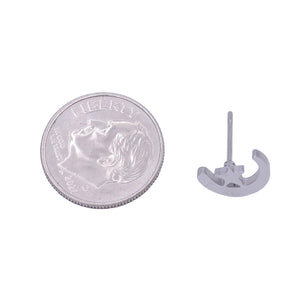 Stainless Steel Celestial Crescent Moon & Star Minimalist Silver Stud Earrings