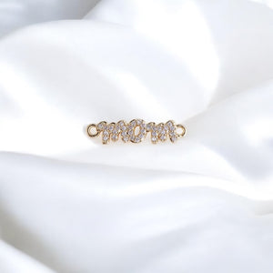 Micro Pave Mom Word Charm Connector in 18K Gold Filled