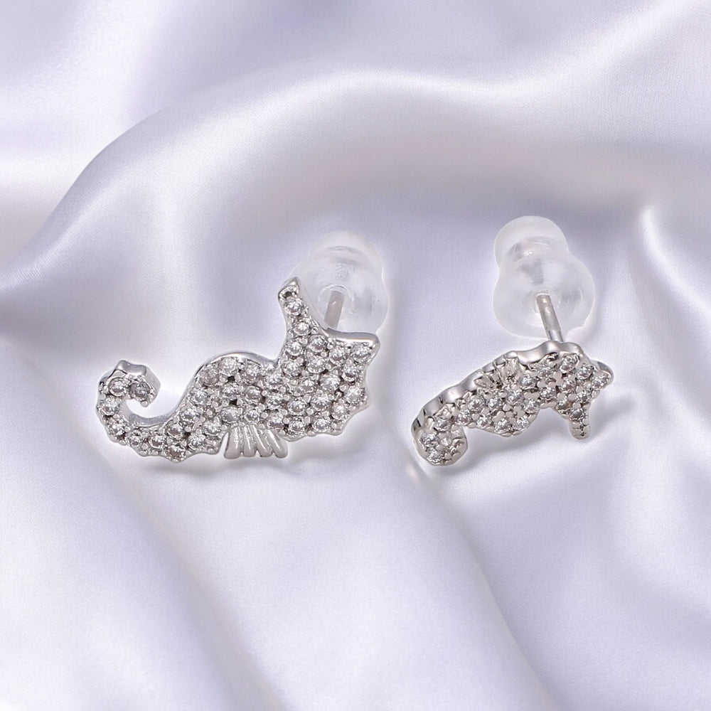 Dainty Mismatched Sea Horse Stud Earrings