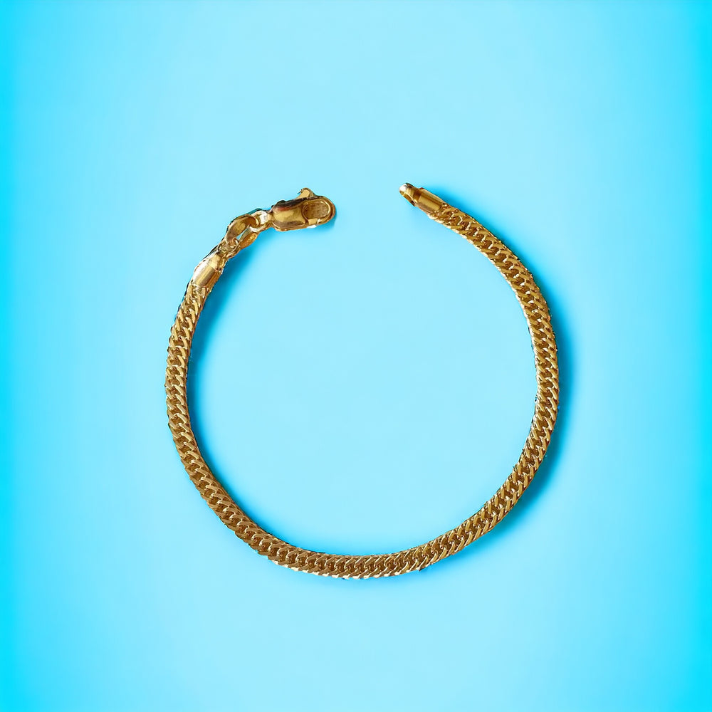 18k Gold Filled Double Curb Chain Bracelet Cuban
