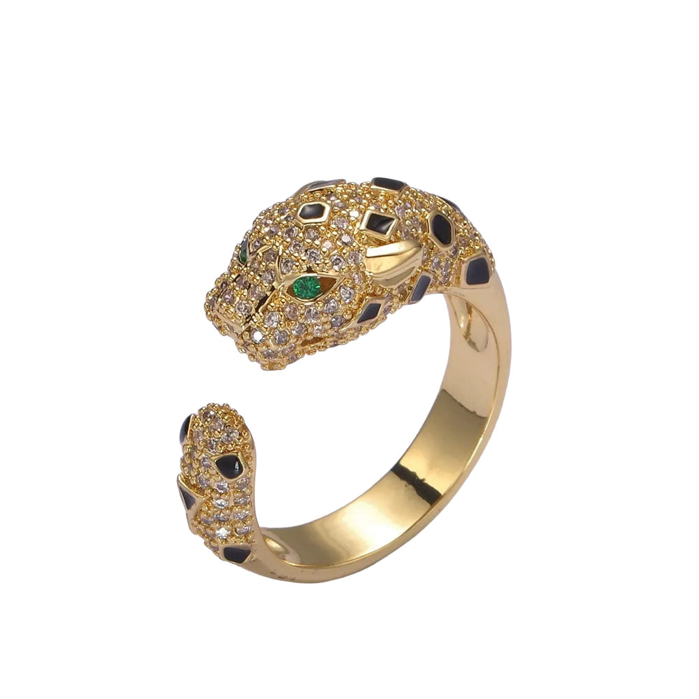 Chunky Panther Gold Band Adjustable Ring