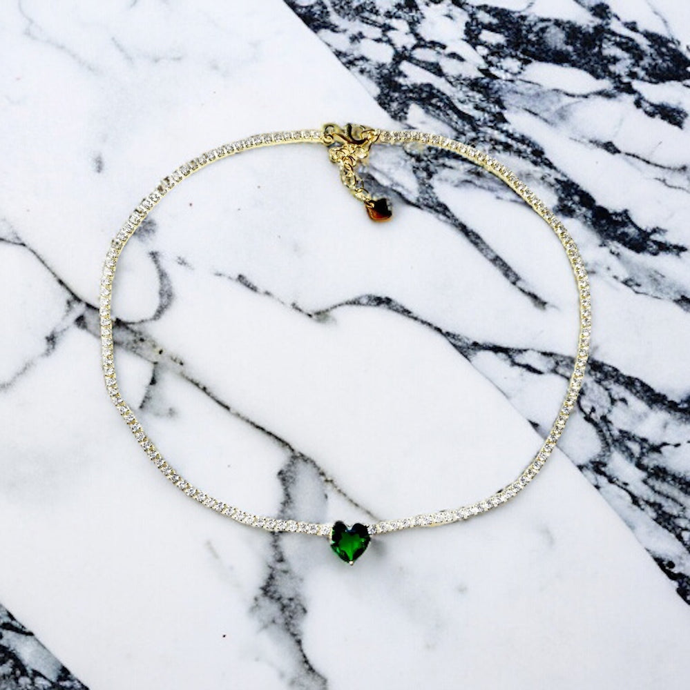 Emerald Heart Tennis Choker