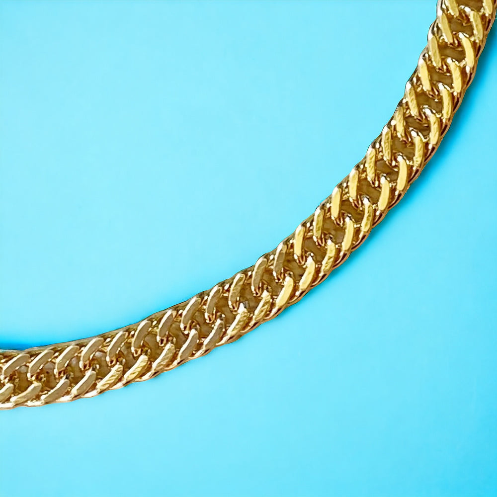 18k Gold Filled Double Curb Chain Bracelet Cuban