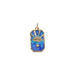 Gold Filled Blue Enamel Evil Eye Tag Charm Pendant