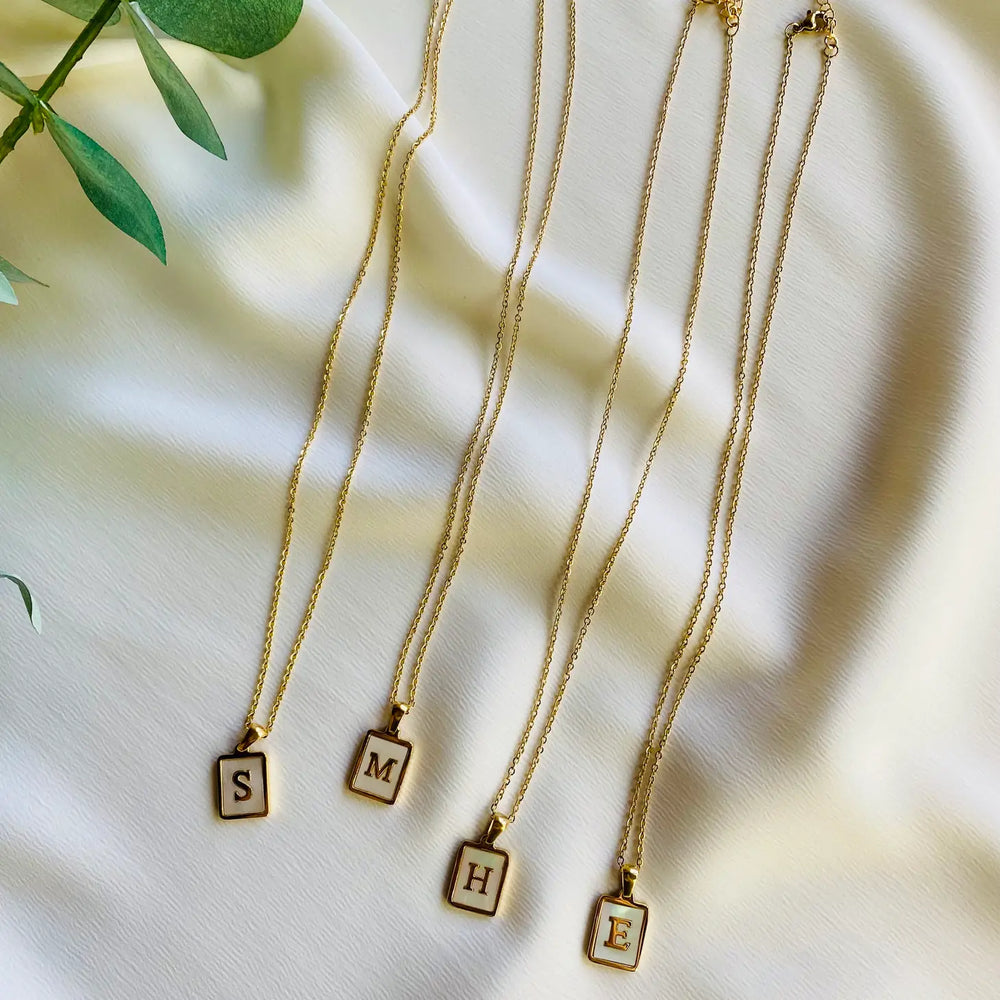 Pearl Letterplate Necklace