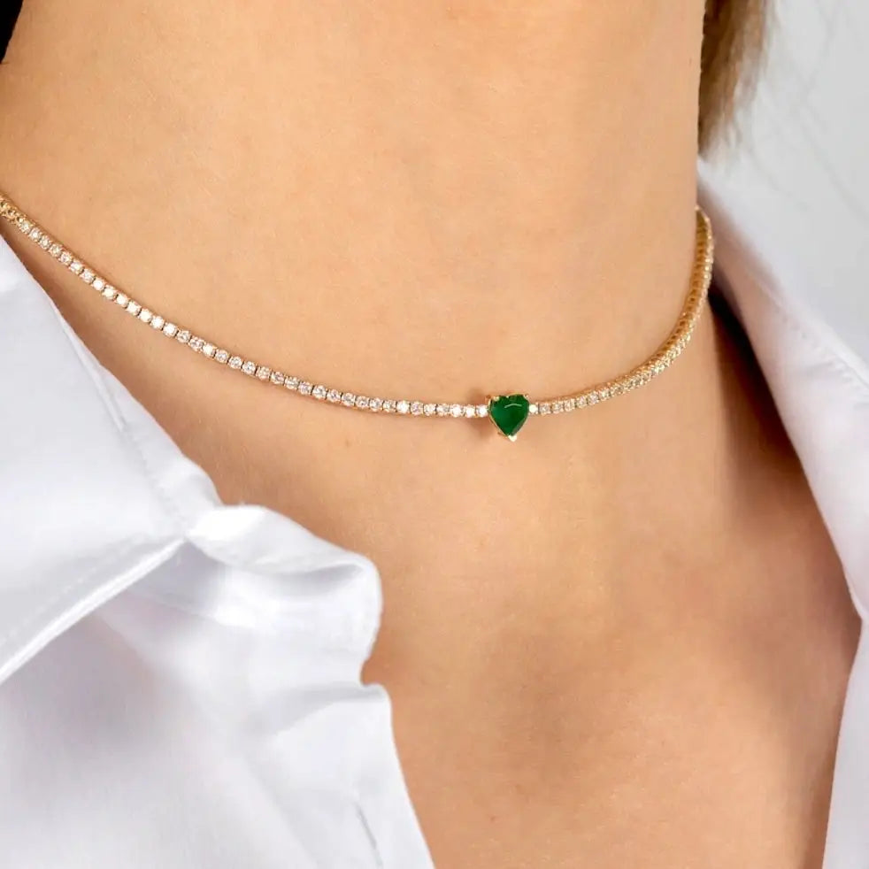 Emerald Heart Tennis Choker