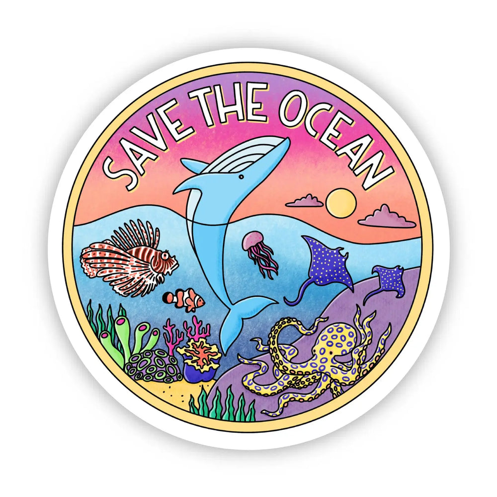“Save the Ocean" Coral Reef Sticker