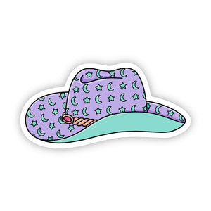 Purple & Blue Heart & Moon Cowgirl Sticker