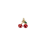 Gold Filled Red Enamel Cherry Fruit Charm Pendant