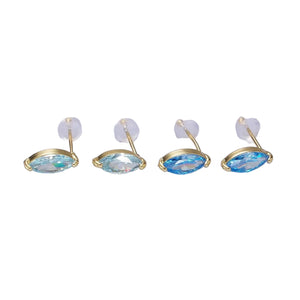 14K Gold Filled Baby Blue, Blue Cz Marquise Stud Earrings