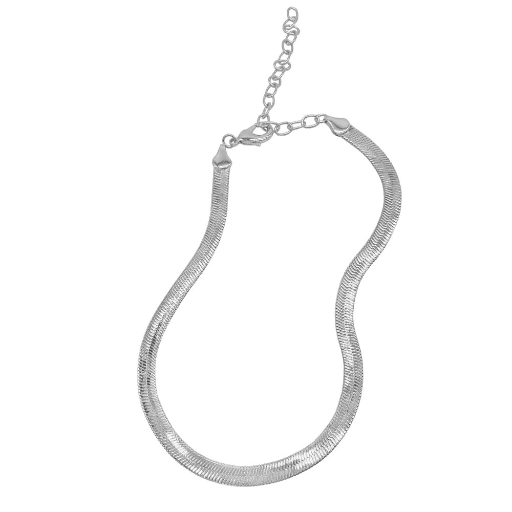 Herringbone Snake Chain Silver & Gold Choker Necklace