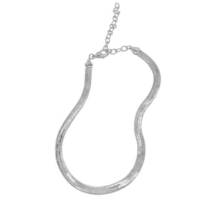 Herringbone Snake Chain Silver & Gold Choker Necklace
