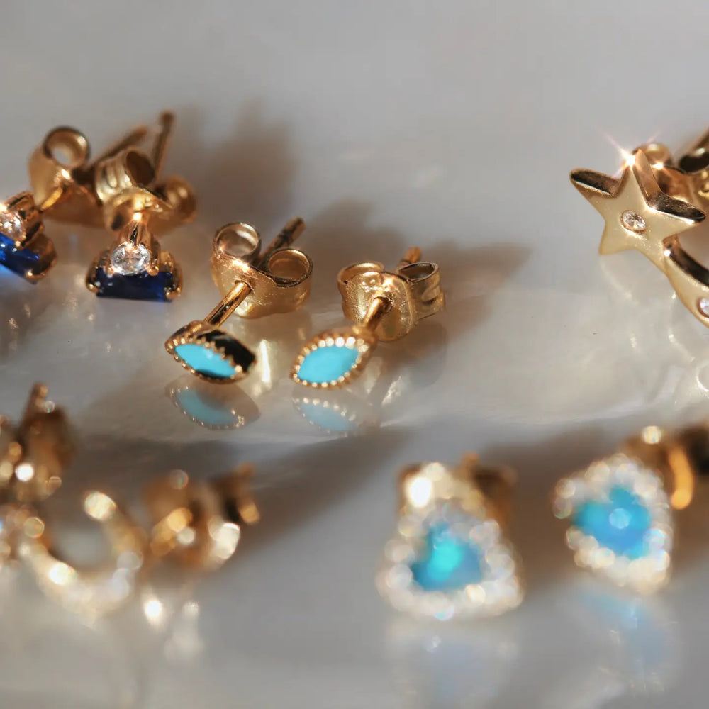 Crystal Accent Star & Moon Studs