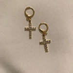 Hold Me Cz Cross Gold Filled Huggie Earrings