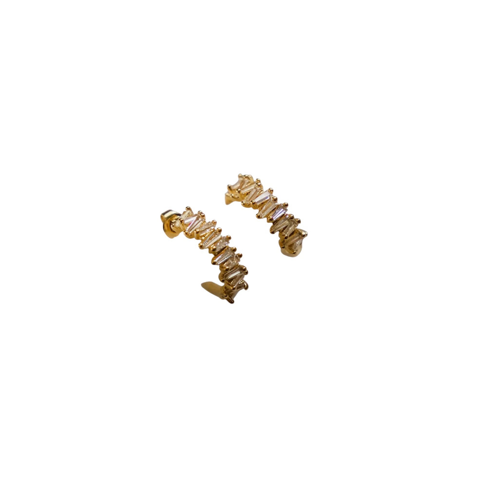 Tapered Baguette Cz Hoops