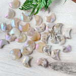 Aura Flower Agate Crescent Moon Pocket Stone