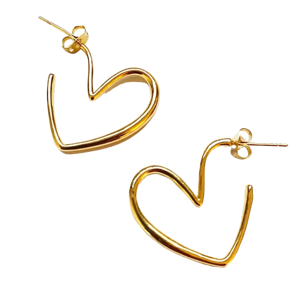 Gold Heart Hoop Earrings