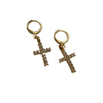 Hold Me Cz Cross Gold Filled Huggie Earrings