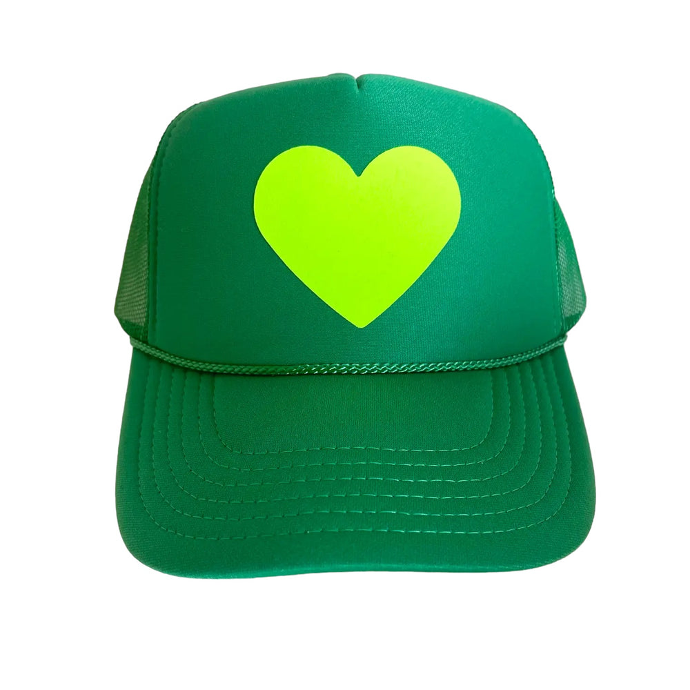 Sea Foam & Kelly Green Neon Heart Spring Tucker Hat