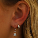 Silver Opalite Star Huggies