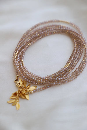 Champagne Petite Crystal Double Wrap Necklace