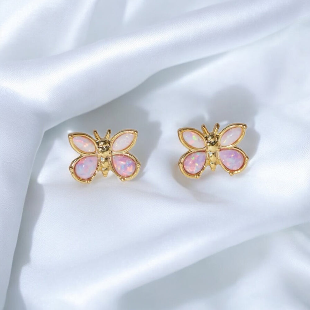 Butterfly Stud Earrings - Opal