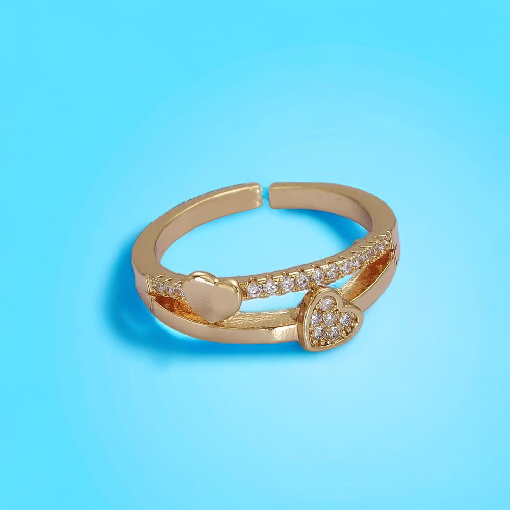 Double Heart Gold Filled Ring
