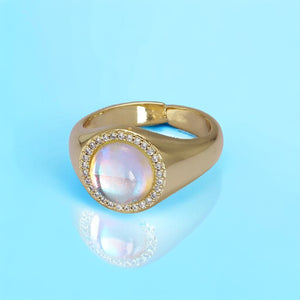 Rainbow Moonstone Adjustable Statement Ring