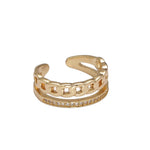 Double Band Chain Design Gold Stackable Modern Minimalist Trending Accessory Ring
