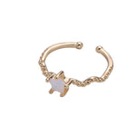 Opal Jewel Star Crown Cz Minimalist Adjustable Crystal Girlfriend Gold Ring