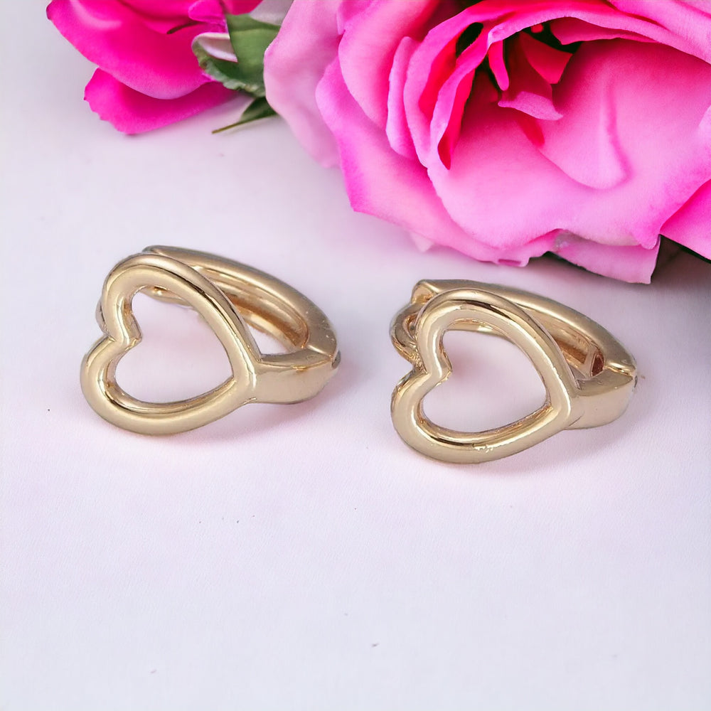 Minimalist Gold Filled Valentine Love Heart Huggie Earrings