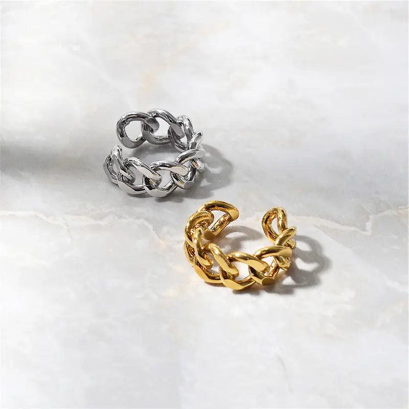 Gold & Silver Chunky Chain Statement Ring