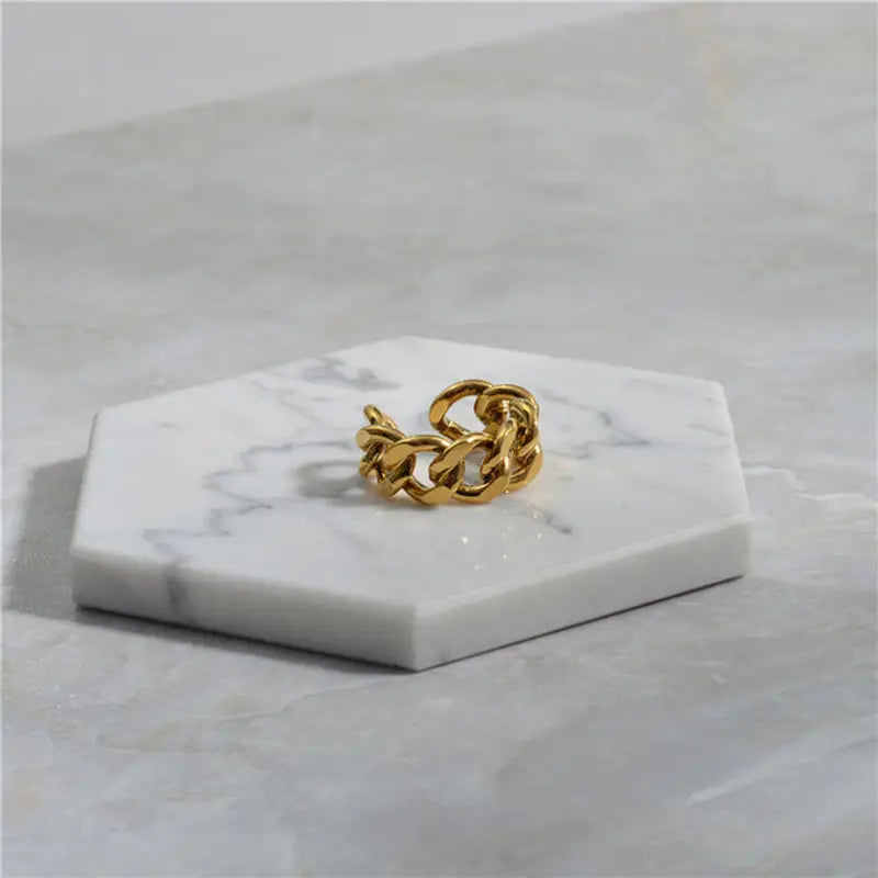 Gold & Silver Chunky Chain Statement Ring