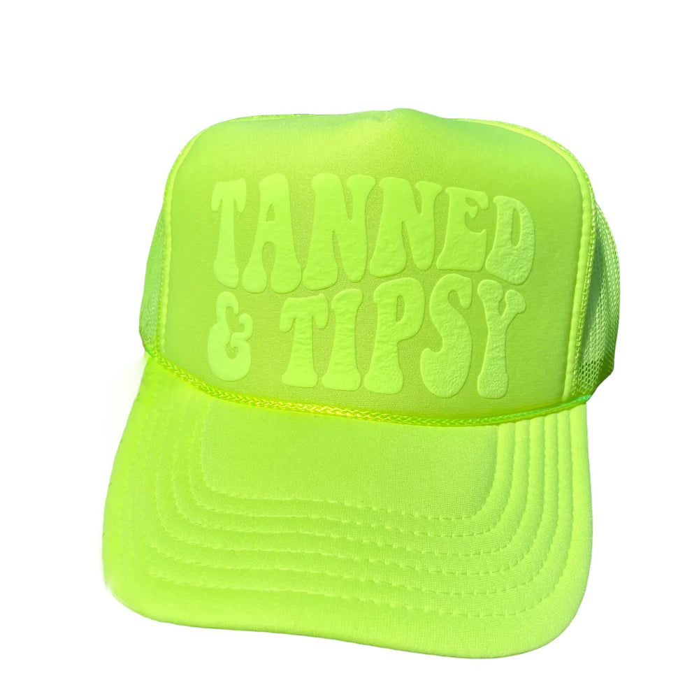 Tanned & Tipsy Neon Yellow Trucker Hat