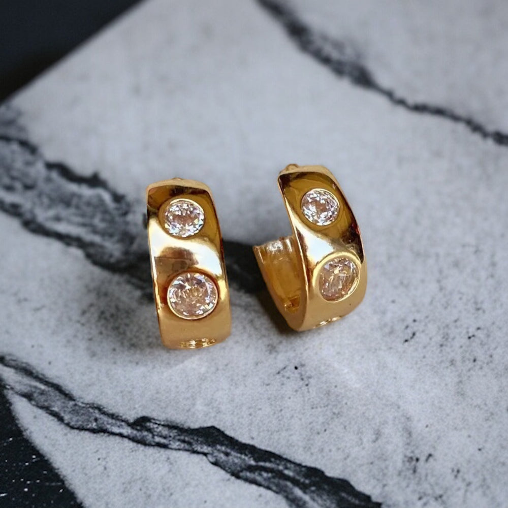 18k Gold Filled Huggie Cz Hoop Earrings