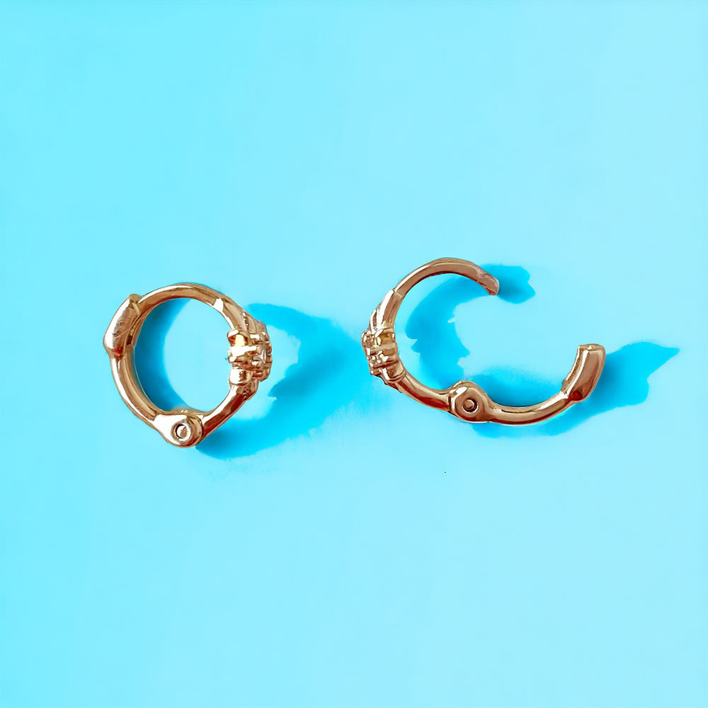 18k Gold Filled Starburst Mini Clicker Hoop Earrings